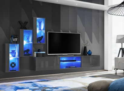 Garnitur Set 4tlg Wohnwand Luxus Designer Sideboard TV-Ständer Holzmöbel